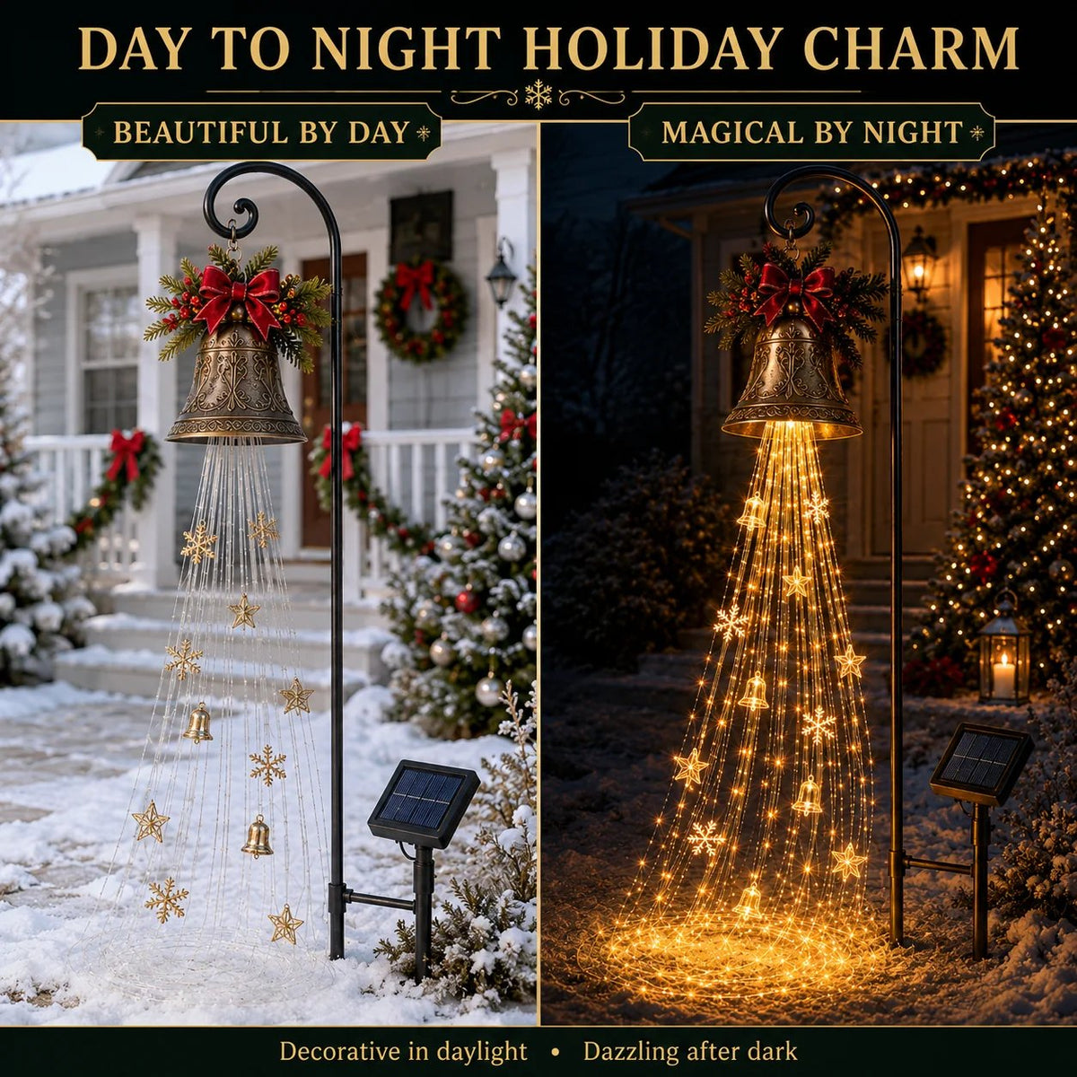 🔥Buy 2 Get 20% OFF🔥🎄 Christmas Bell Cascade Solar Yard Light✨