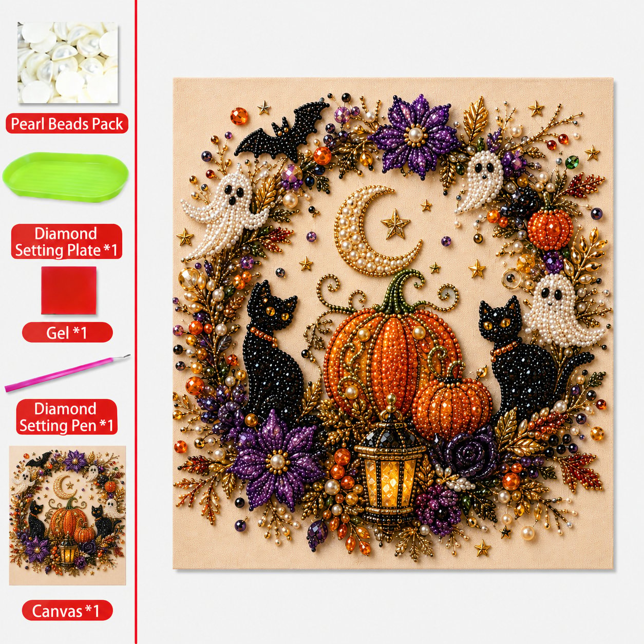 ๐ฅ Last Day 49% OFF โ ๐ปโจ Halloween Pearl Art DIY Kit โ Turn Tiny Pearls into Spooky-Cute Magic