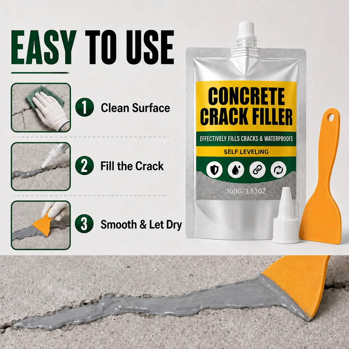 🛠️Waterproof Concrete Crack Filler for Indoor & Outdoor Use