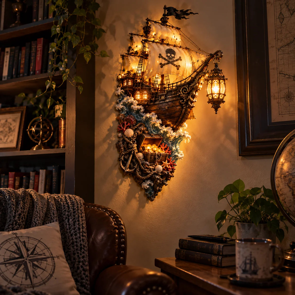 ⛵Ghost Ship Lantern – Light-Up Nautical Wall Decor