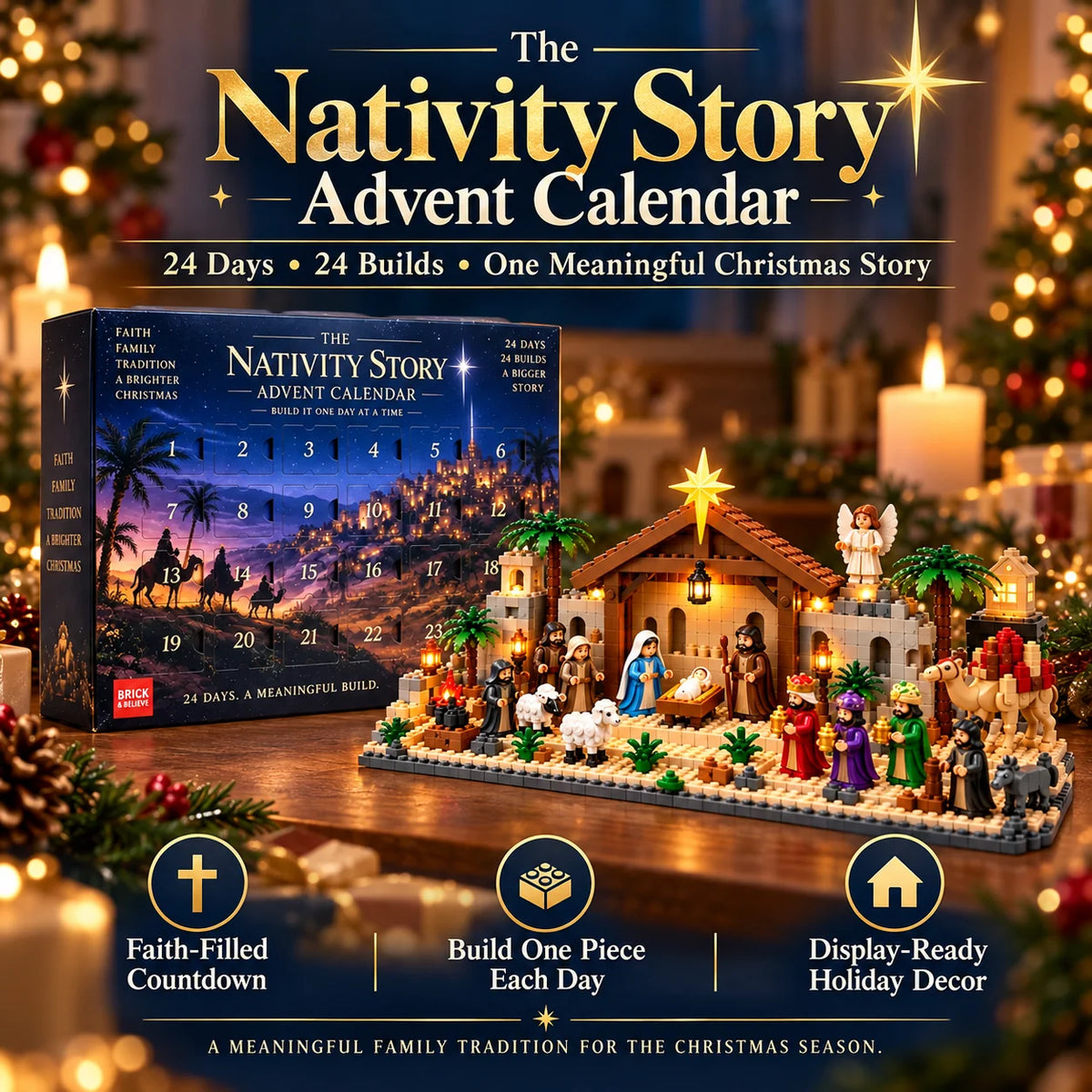 🎅🏻🗓️Nativity Advent Calendar – 24-Day Buildable Christmas Nativity Set