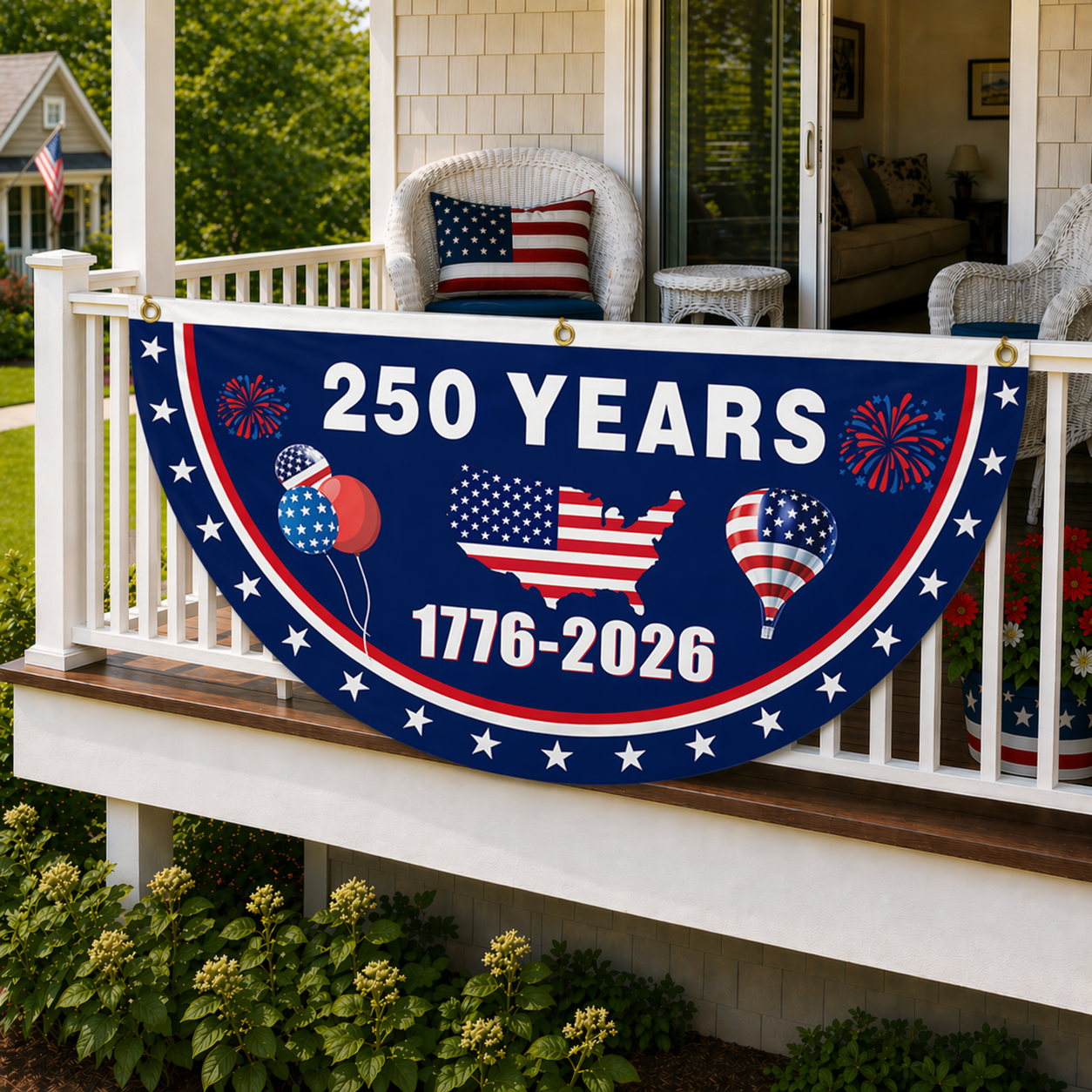 ๐ 1776-2026 USA 250th Patriotic Outdoor Half Round Banner ๐