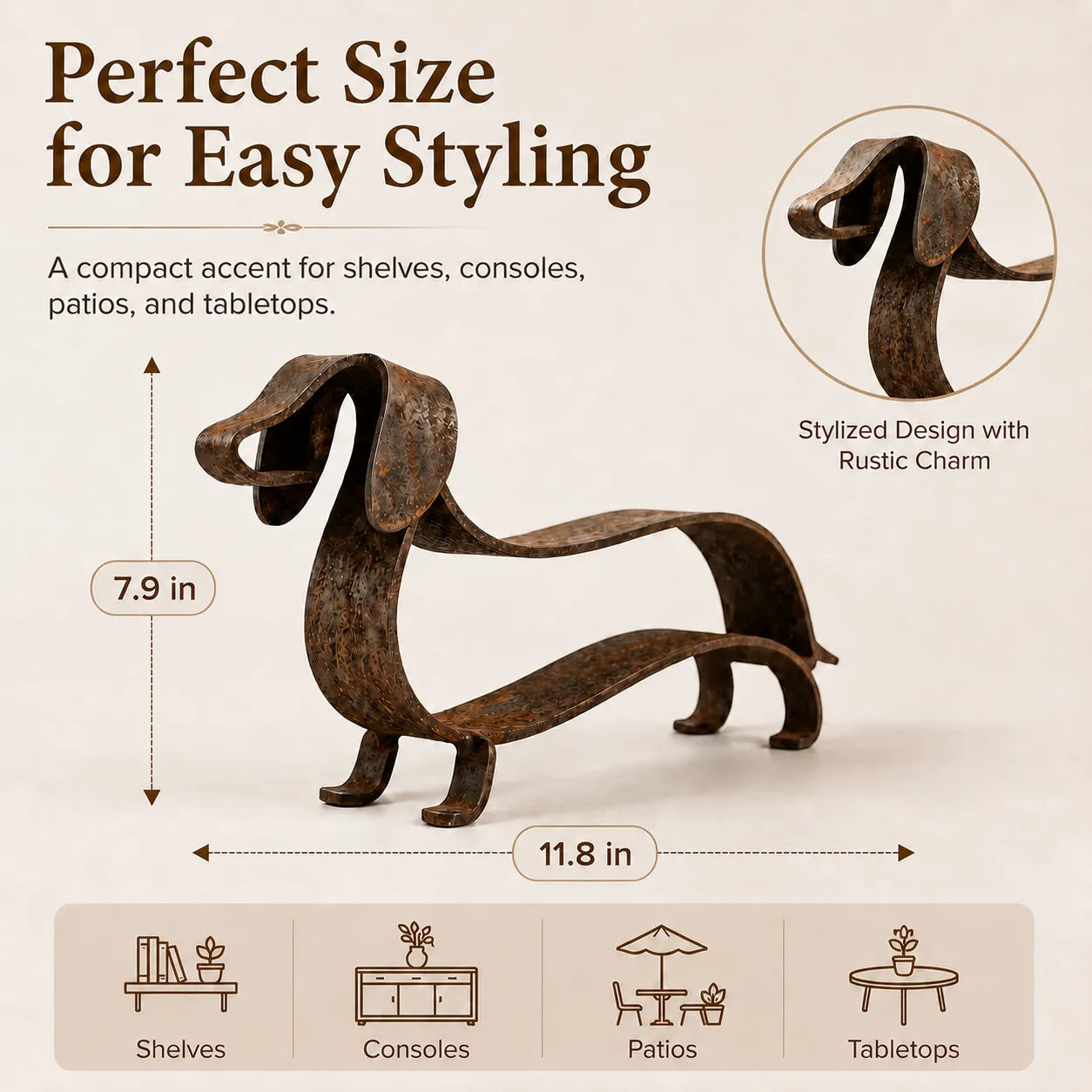 🐾Rustic Dachshund Metal Sculpture