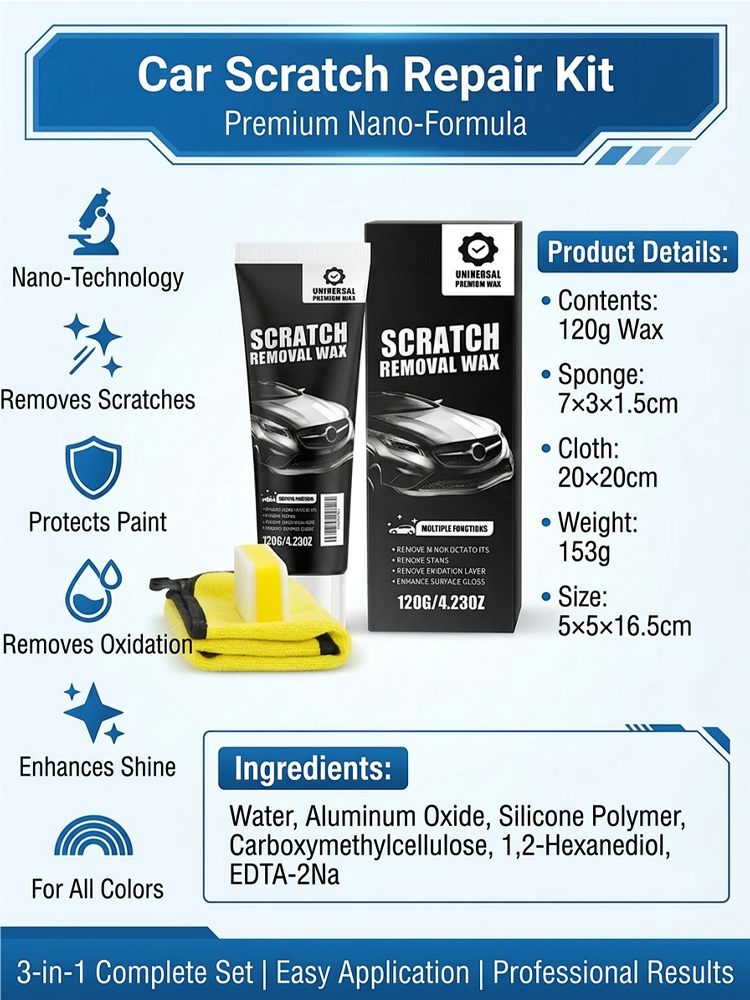 Scratch Eraser: Deep Repair Wax for Car Paint Scratches-Easy Application, Quick Drying & Invisible Finish 🔧