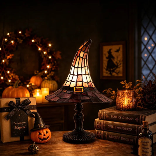 ✨Limited Edition 50% OFF🧙‍♀️ Stained-Resin Witch Hat Lamp – Enchanting Gothic Ambient Light
