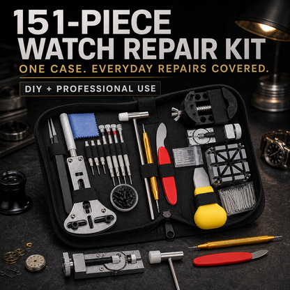 🪛151-Piece Watch Repair Tool Kit - Black Carrying Case🧰