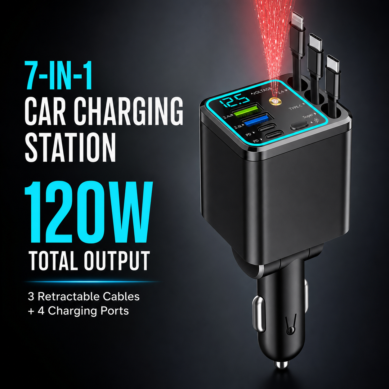 Starry Ambient Light 7-in-1 Fast Car Charger