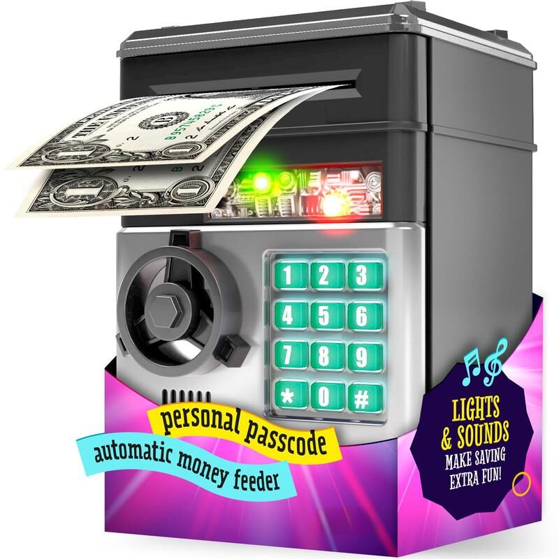 Kids’ Electronic ATM Piggy Bank – Password Money Safe with Automatic Bill Feeder