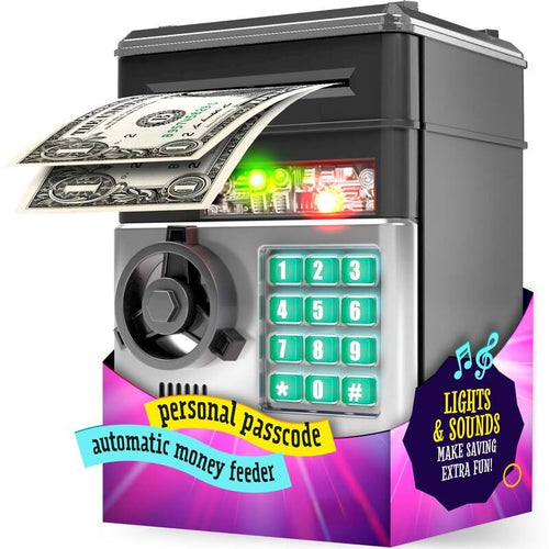 Kids’ Electronic ATM Piggy Bank – Password Money Safe with Automatic Bill Feeder