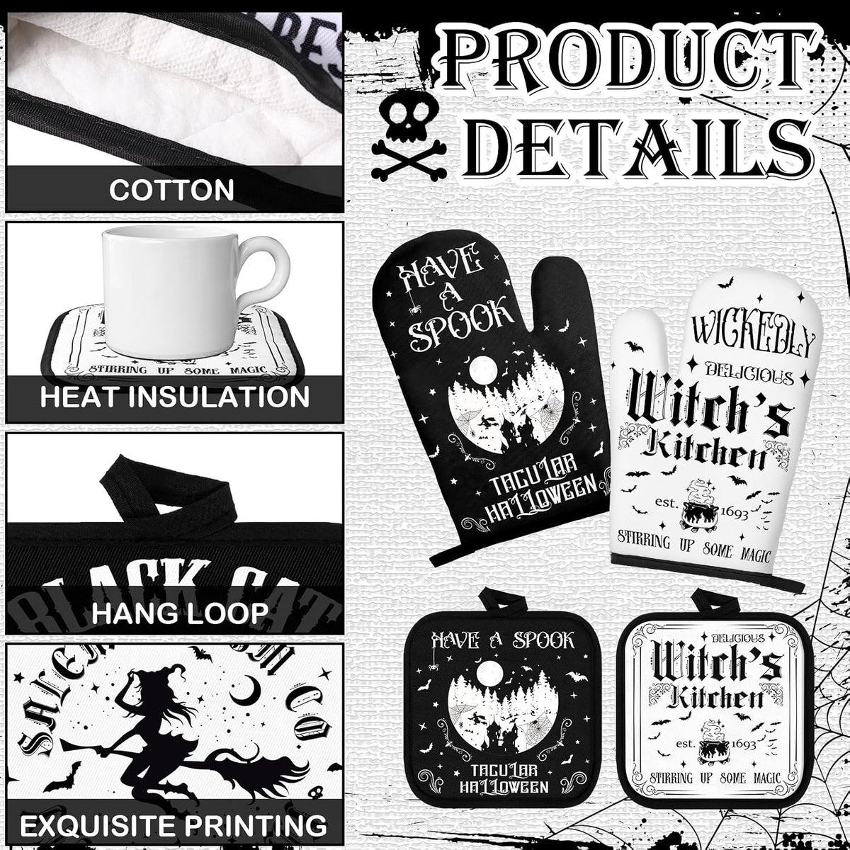 12-Piece Halloween Kitchen Decor Towel and Oven Mitt Set🧤