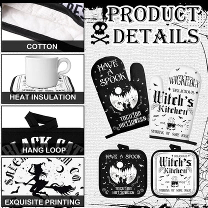 12-Piece Halloween Kitchen Decor Towel and Oven Mitt Set🧤