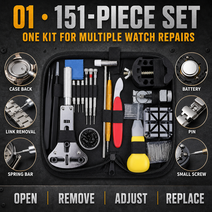 🪛151-Piece Watch Repair Tool Kit - Black Carrying Case🧰
