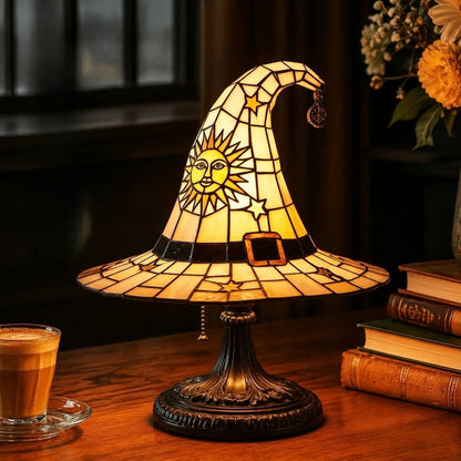 Witch Hat Lamps - Handcrafted Stained Gothic Wizard Hat Lights for Decor