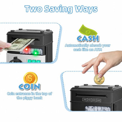 Kids’ Electronic ATM Piggy Bank – Password Money Safe with Automatic Bill Feeder