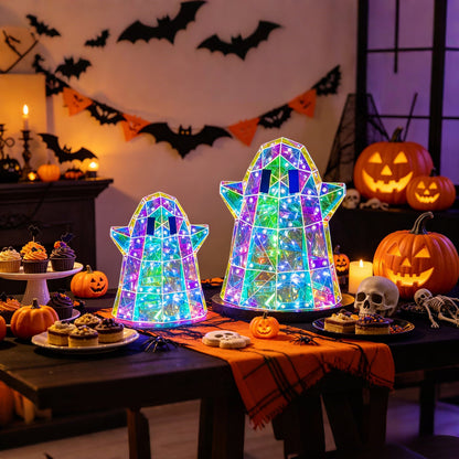 🔥50% OFF Halloween Glowing Mosaic Ghost LED Decor⭐——🌙Stained Glass Style Glowing Ghost Decor🎃