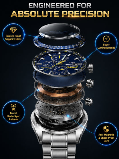 ⌚ Swiss Pilot Watch｜Authentic Swiss‑handcrafted, microscope‑calibrated movement, lifetime‑no‑replace solar movement, professional 20ATM waterproof 💧