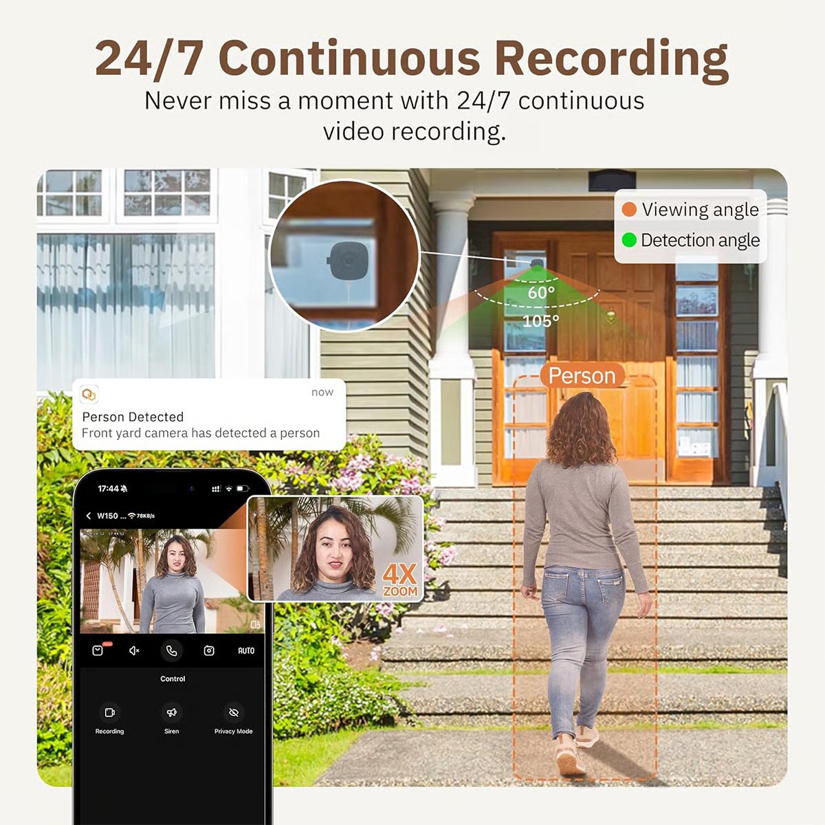 🎥 3MP 2K Window Camera 🔥 Color Night Vision 🌙 24/7 Recording & Smart Alerts 🚨 Supports 2.4GHz and 5GHz Wi-Fi Indoor Camera
