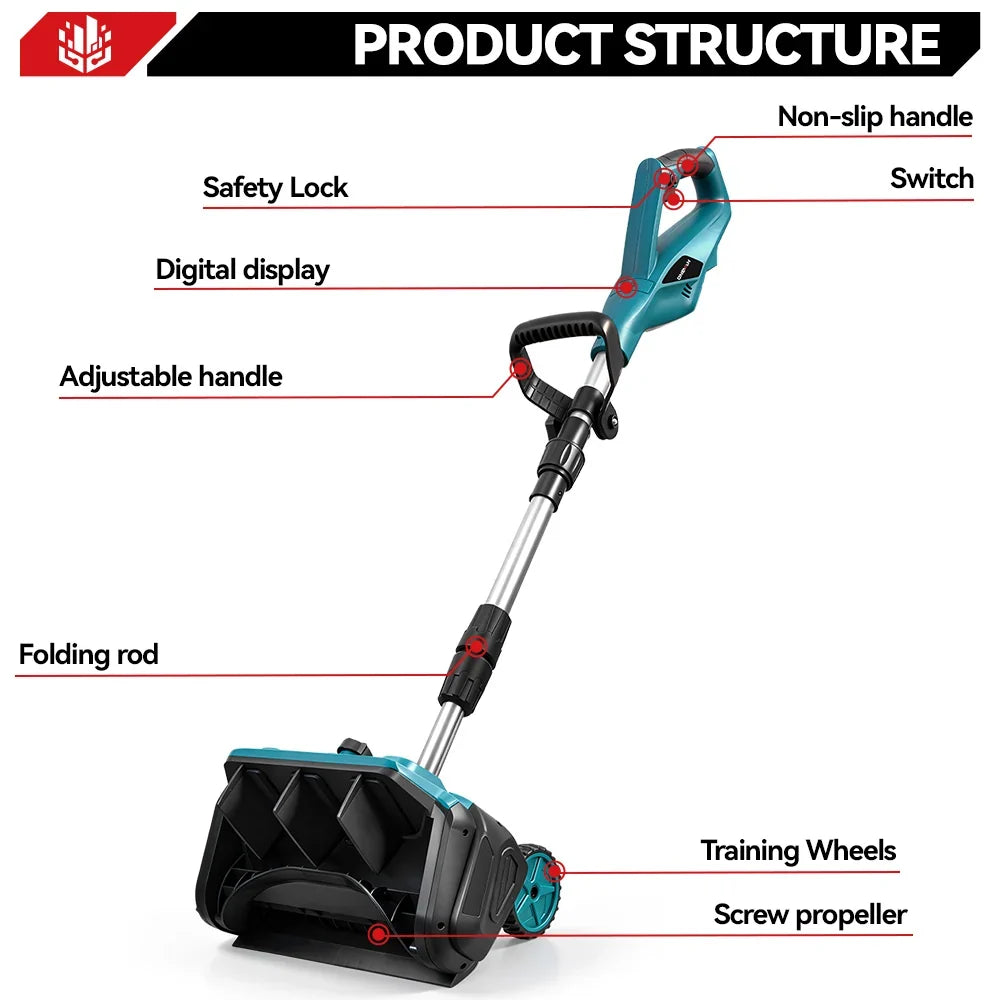 🔥52.8' Brushless Cordless Snow Shovel Foldable with Wheels | For Makita 18V Battery