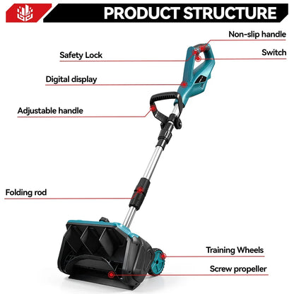 🔥52.8' Brushless Cordless Snow Shovel Foldable with Wheels | For Makita 18V Battery