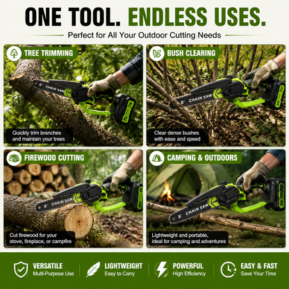 ⚡Mini Chainsaw 🔋 8-Inch Portable Electric Chainsaw for Tree Trimming & DIY  URL Handle
