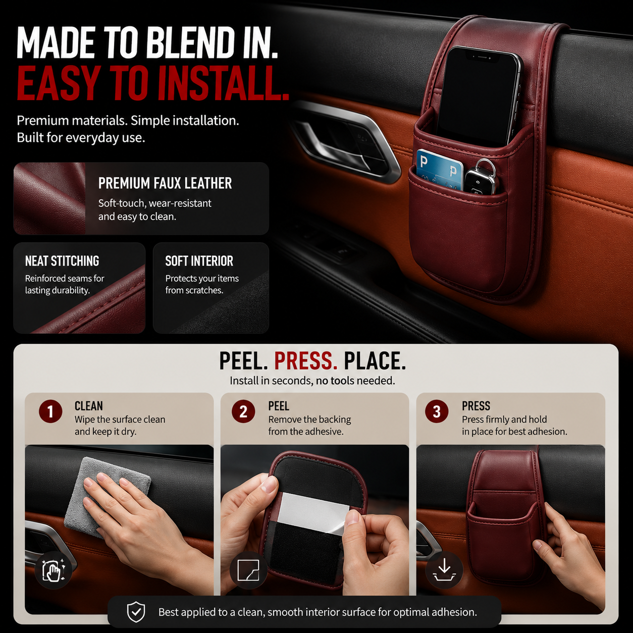 Slim Leather Car Door & Console Organizer Pocket🚗