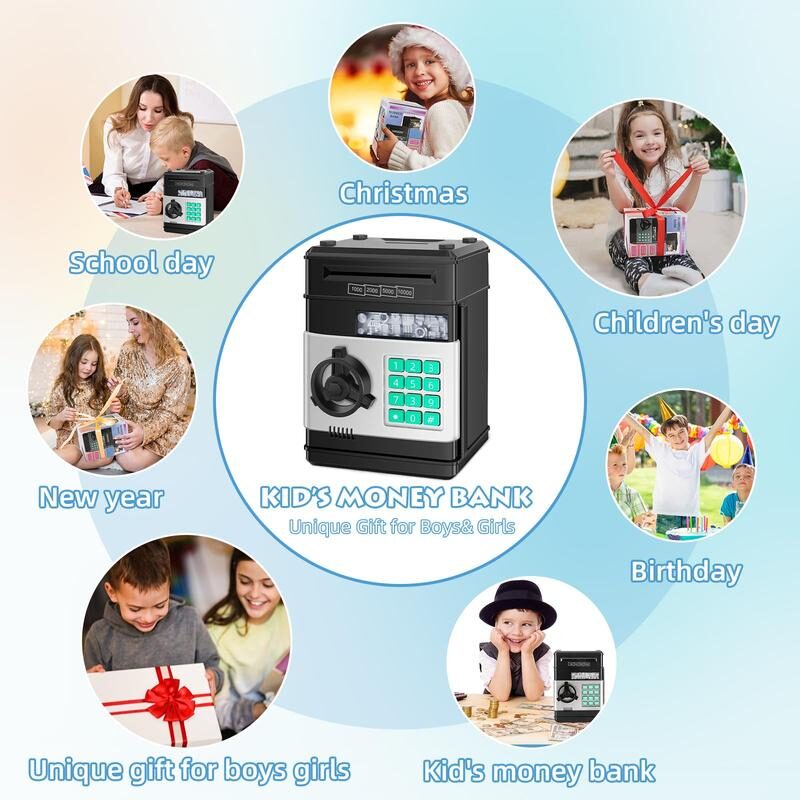 Kids’ Electronic ATM Piggy Bank – Password Money Safe with Automatic Bill Feeder