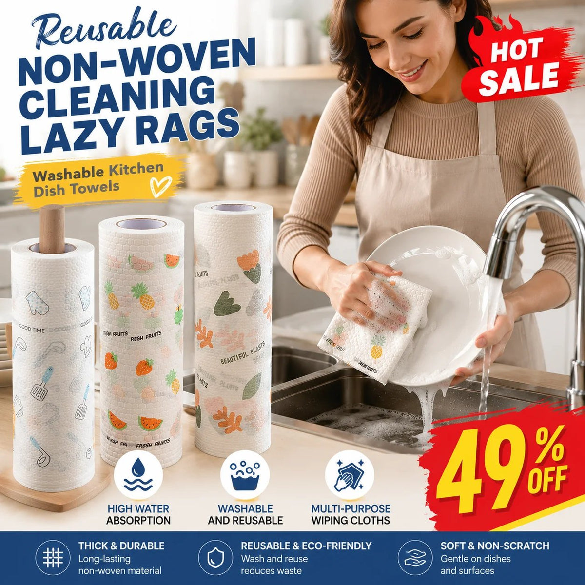 🔥Last Day 49% OFF - ✨Reusable Non-Woven Cleaning Lazy Rags