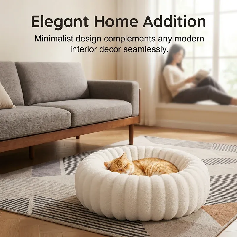 🎉 2026 Sale — Over 52,000 Sold! 🐾 Ultra-Soft Round Calming Cat & Dog Bed – Raised Rim Design 🛌