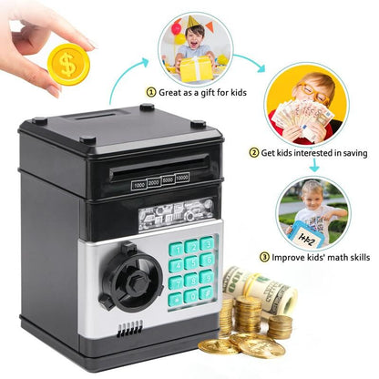 Kids’ Electronic ATM Piggy Bank – Password Money Safe with Automatic Bill Feeder