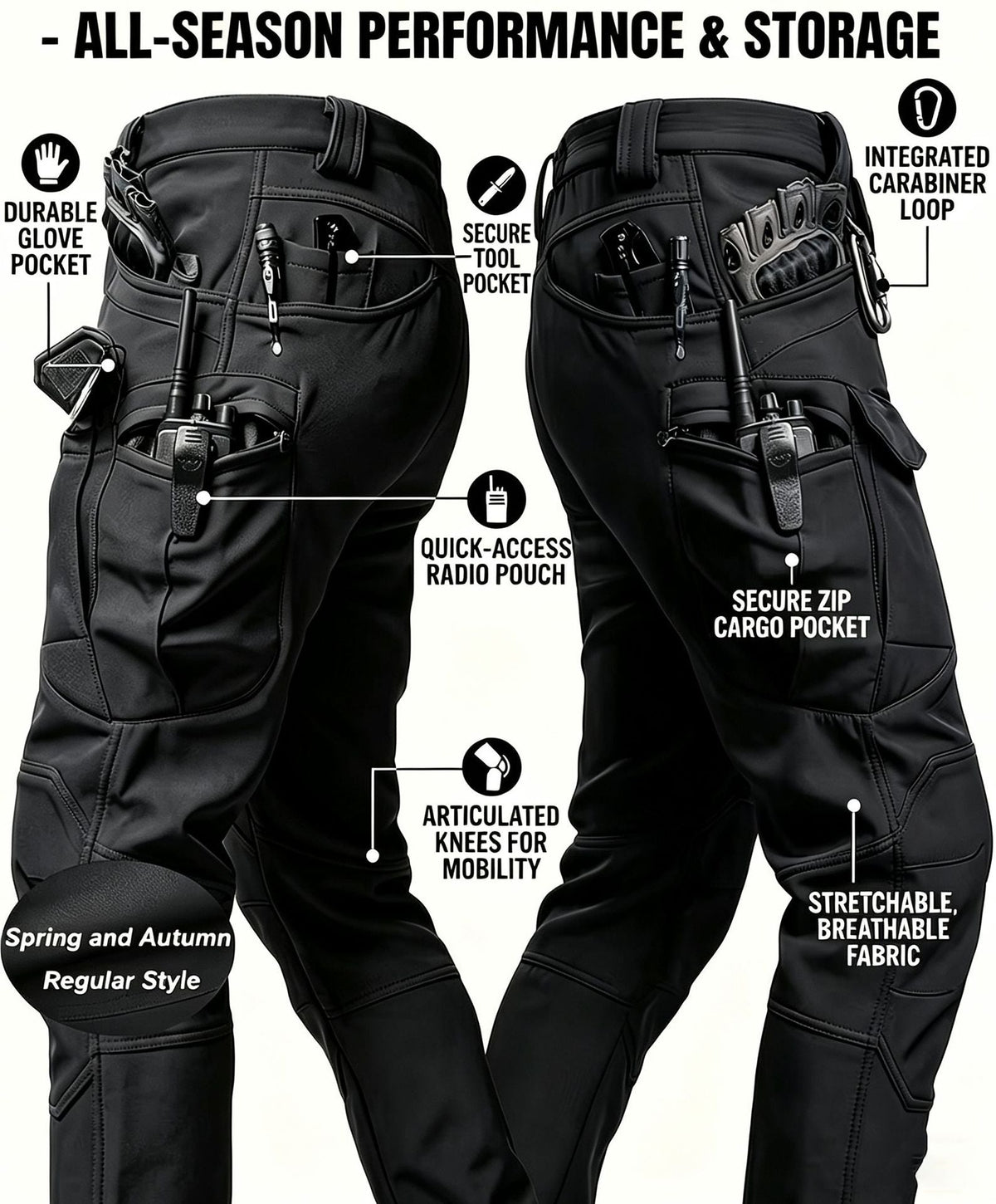 Men’s Tactical Pants – Stretch Waterproof Fabric, Durable Cargo Pants