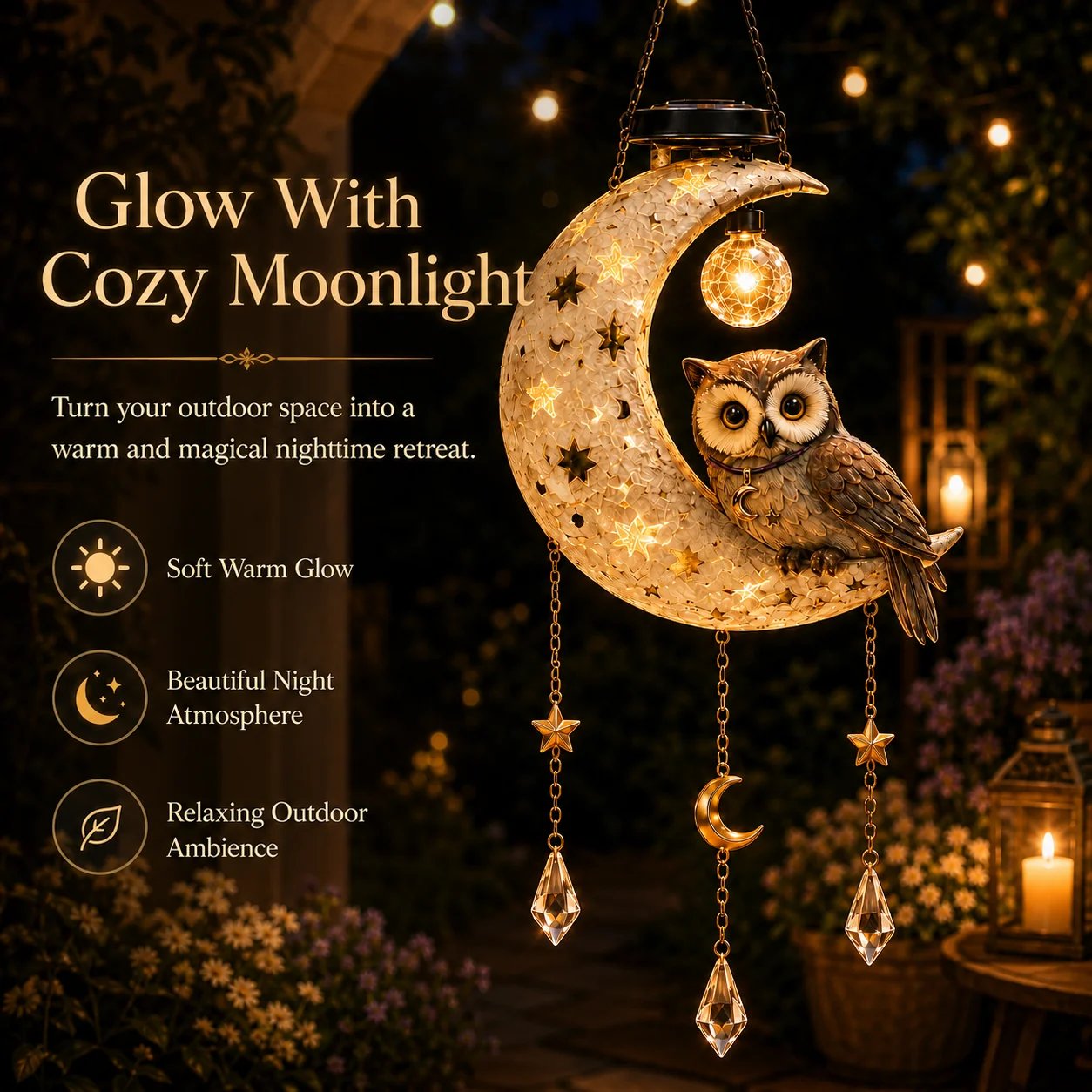 🎉 Solar Owl Moon Garden Light（21.3in*7.9in*13.0in）