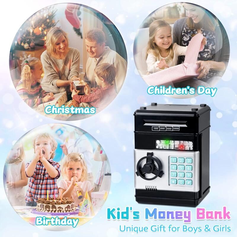 Kids’ Electronic ATM Piggy Bank – Password Money Safe with Automatic Bill Feeder
