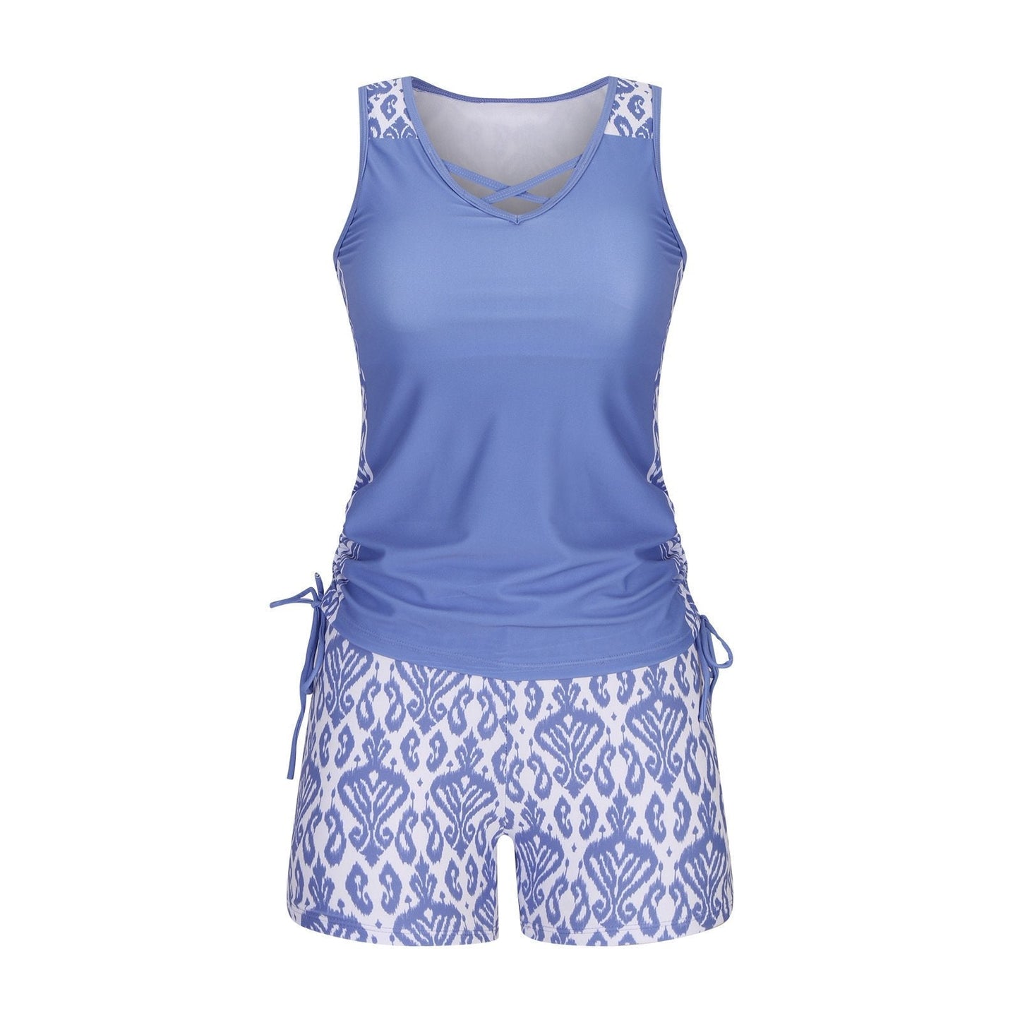 Women's Tummy Control Tankini Set with Built-In Bra – Flattering Boho Swimwear with Shorts💝