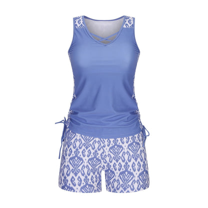 Women's Tummy Control Tankini Set with Built-In Bra – Flattering Boho Swimwear with Shorts💝