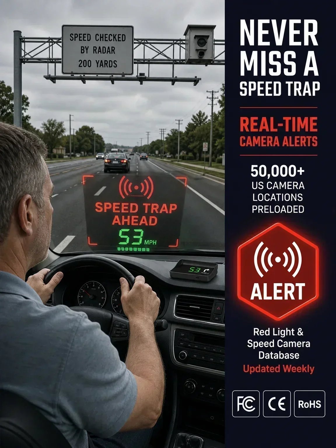 🚗 50% Off Now! Head-Up Display (HUD) GPS Digital Speedometer – Features traffic light countdown and speed camera alerts; a universal driving safety system to help you avoid city traffic fines.