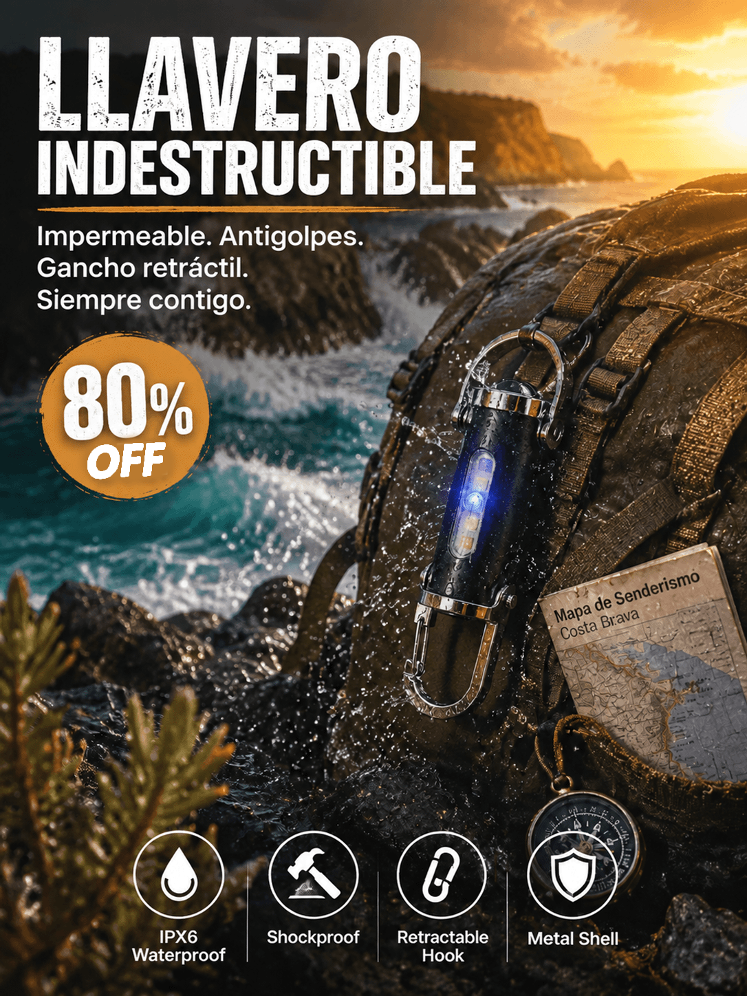 【3-in-1 Multifunction】SOS Emergency Light Flashlight