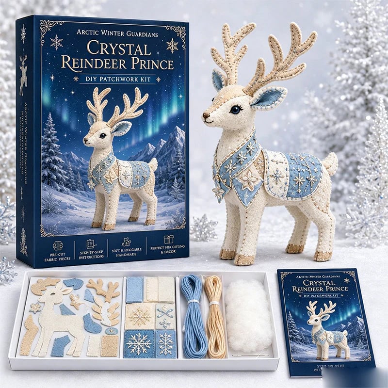DIY Ice Dragon Felt Patchwork Kit Arctic Winter Guardian Sewing Set