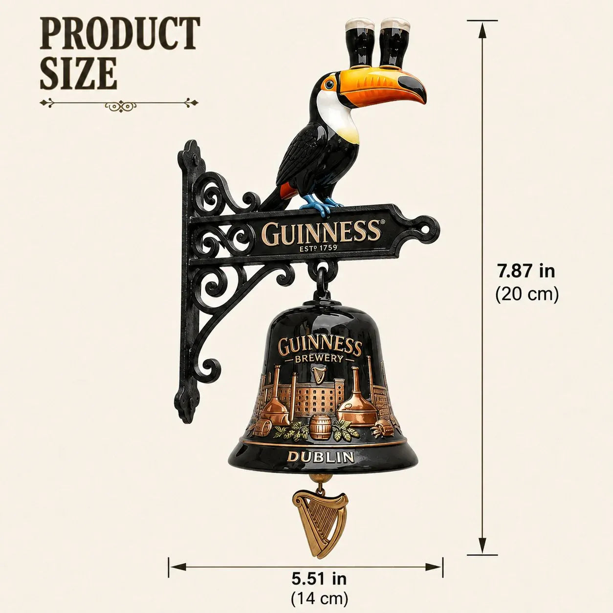 🍺Guinness Toucan Cast Iron Door Bell