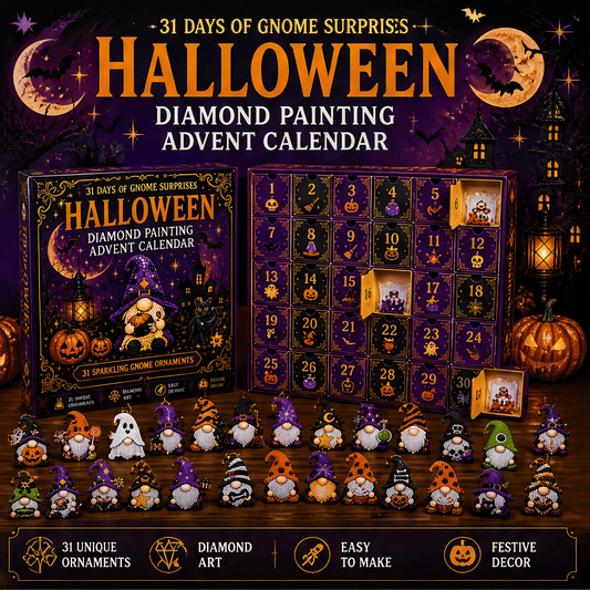 🔥HOT SALE 50% OFF - 🎃✨ 31 Days of Gnome Surprises Halloween Diamond Painting Advent Calendar