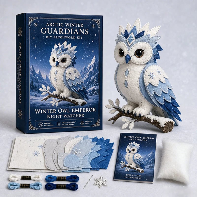 DIY Ice Dragon Felt Patchwork Kit Arctic Winter Guardian Sewing Set