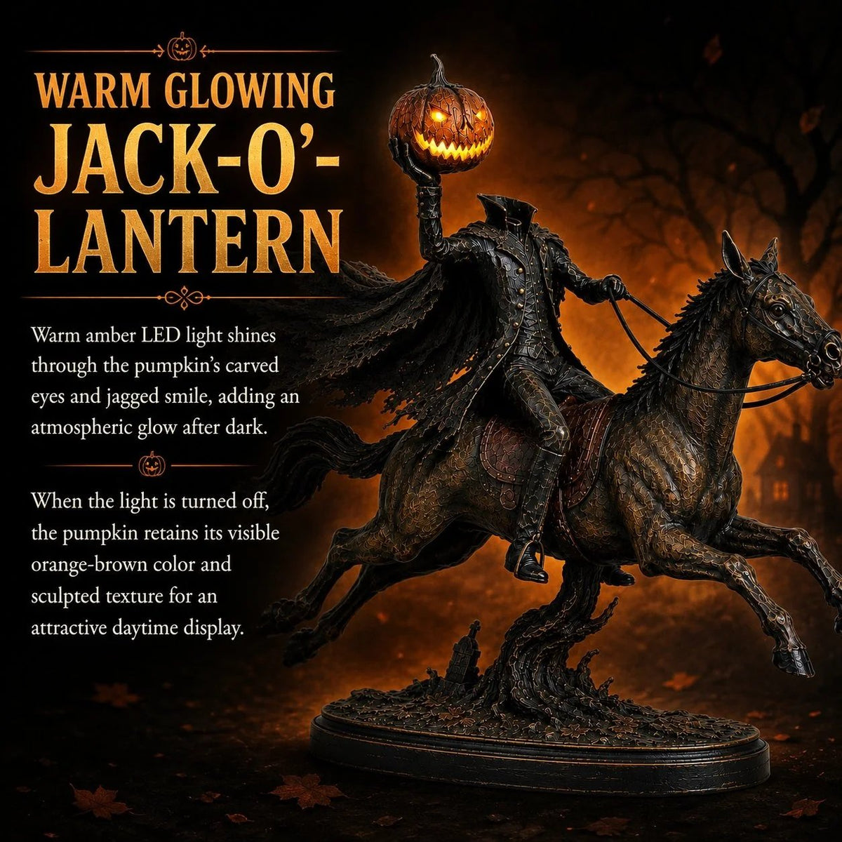 Midnight Chase Headless Horseman LED Statue - Halloween Decor
