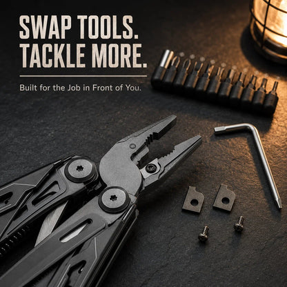 🚀16-in-1 Multitool with Large Scissors | Compact Outdoor Tool for Camping & Repairs