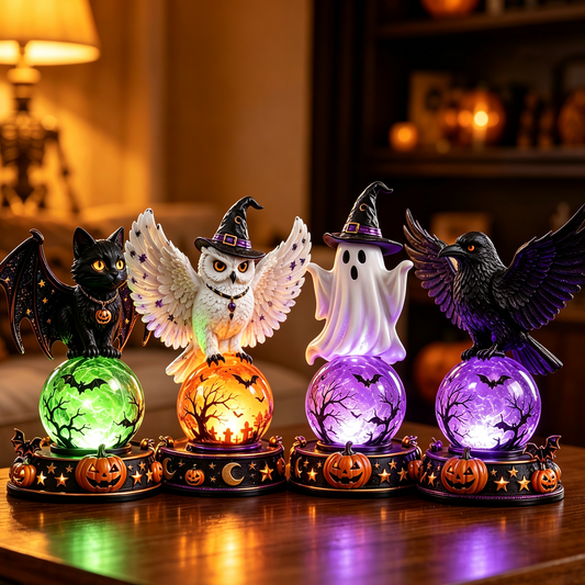 🎃Halloween Raven Crystal Ball Lighted Decor👻