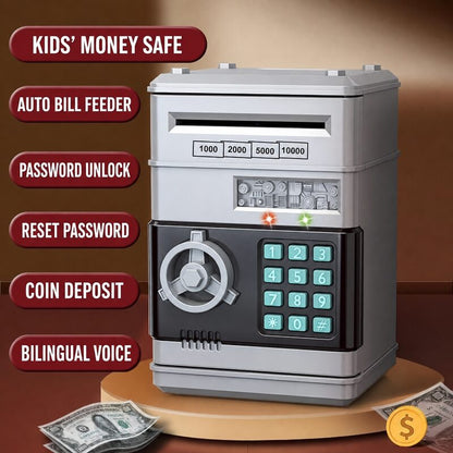 Kids’ Electronic ATM Piggy Bank – Password Money Safe with Automatic Bill Feeder