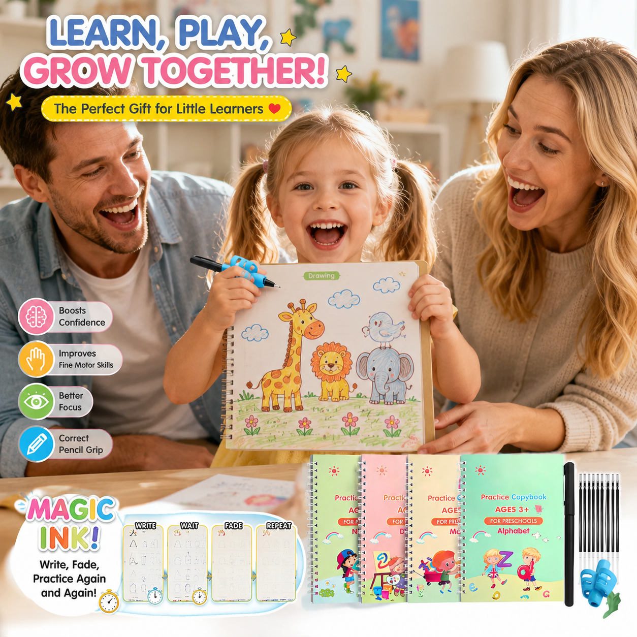 Kids Practice Copybook Set (4Pcs/Set)
