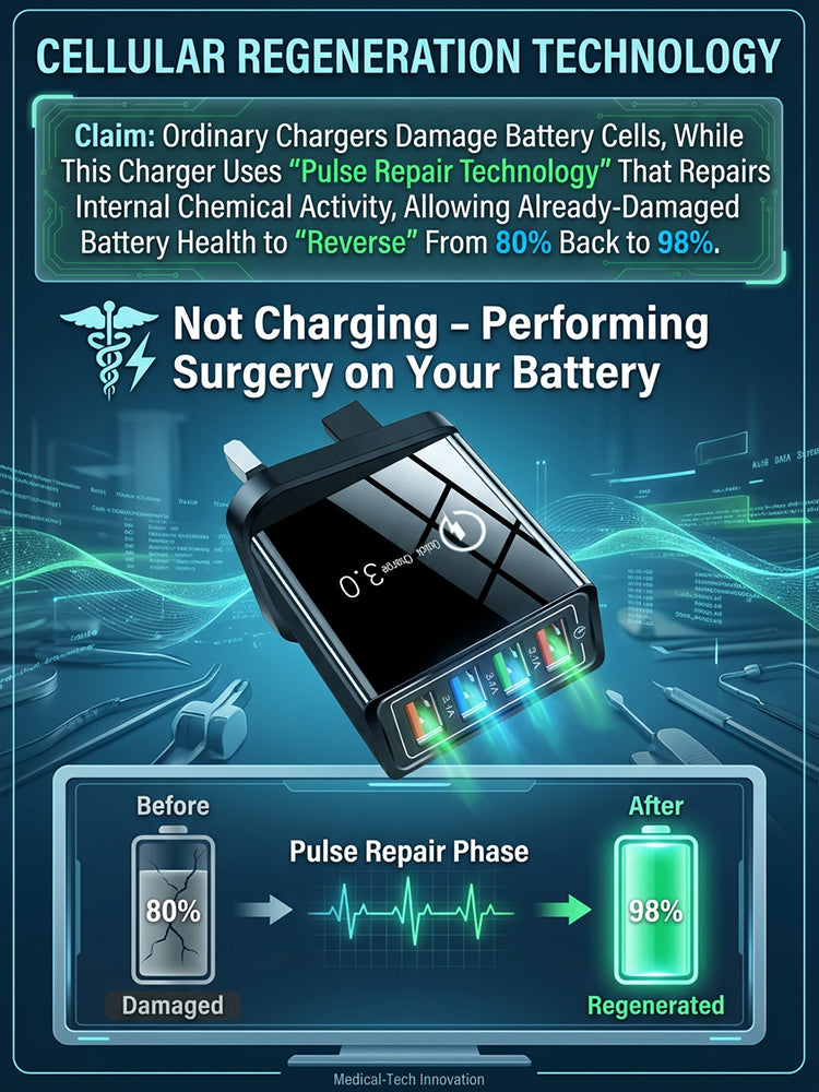 🔋4-Port GaN Charger | Save Battery Life | Fast Charge 4 Devices | Travel Friendly | 50% Off⚡