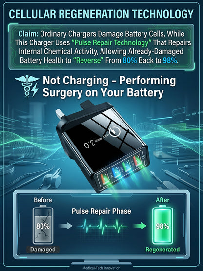 🔋4-Port GaN Charger | Save Battery Life | Fast Charge 4 Devices | Travel Friendly | 50% Off⚡