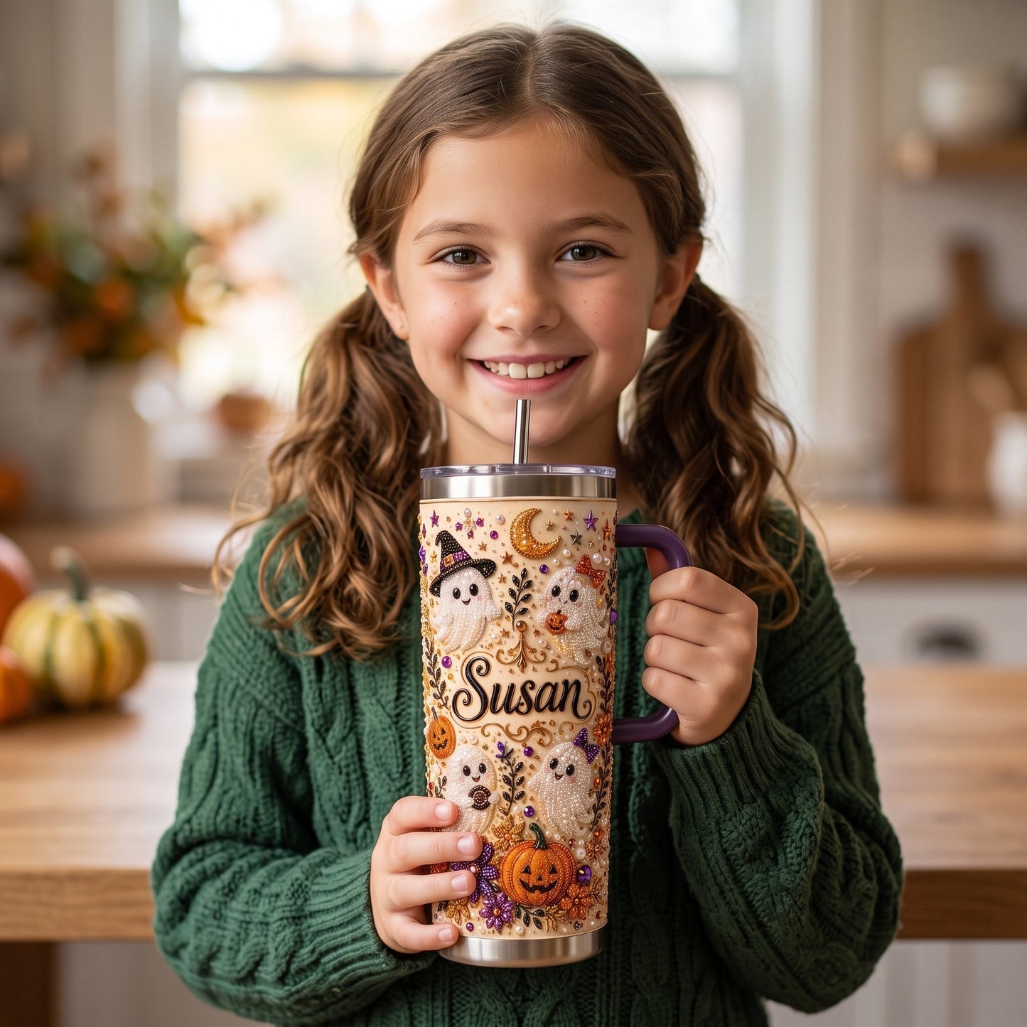 🎃 Halloween Ghost Pearl Tumbler – A Spooky-Cute Gift Made Just For Her 👻🥤