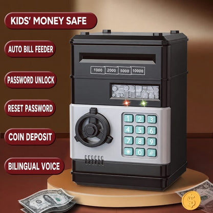 Kids’ Electronic ATM Piggy Bank – Password Money Safe with Automatic Bill Feeder