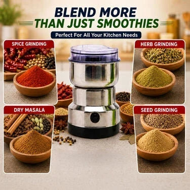 ✨Mini Stainless Steel Spice Coffee Grinder, One Touch Multi-Function Dry Grain Powder Mill